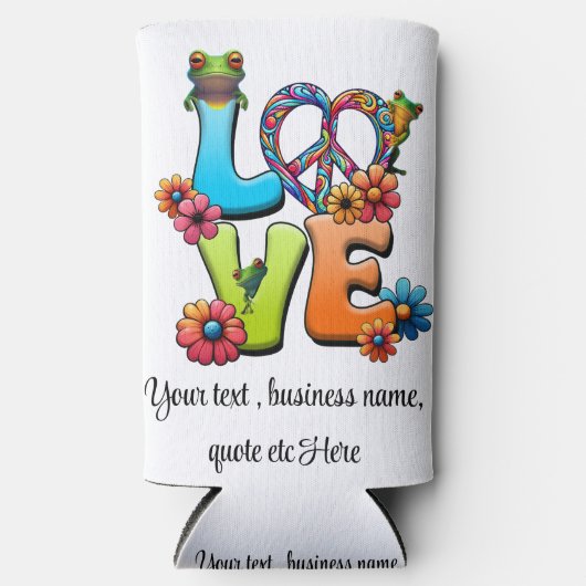 Kikker Hippie Boho Peace Groovy Personaliseer Cust Seltzer Blikjeskoeler (Voorkant)