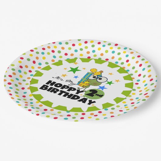 Kikker Hoppy 2e verjaardag Bord (Gekanteld)