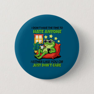 Kikker ik haat niemand ik hou ook van jou ronde button 5,7 cm