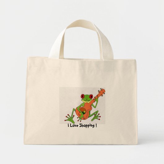 Kikker, ik hou van winkelen! mini tote bag (Voorkant)