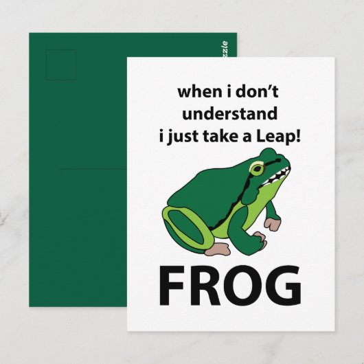 Kikker Ik neem gewoon een sprong kikker Briefkaart (Voorkant / Achterkant)