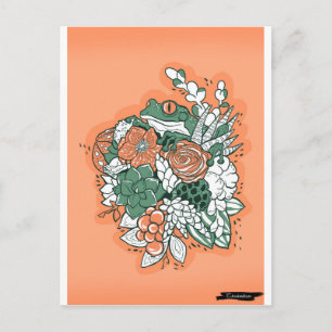 Kikker in bloemboeket briefkaart