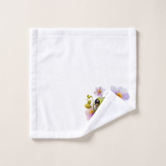 Kikker in bloemen bad handdoek (Wasdoekje)