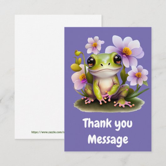 Kikker in bloemen bedankkaart (Voorkant / Achterkant)