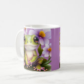 Kikker in bloemen koffiemok (Voorkant links)