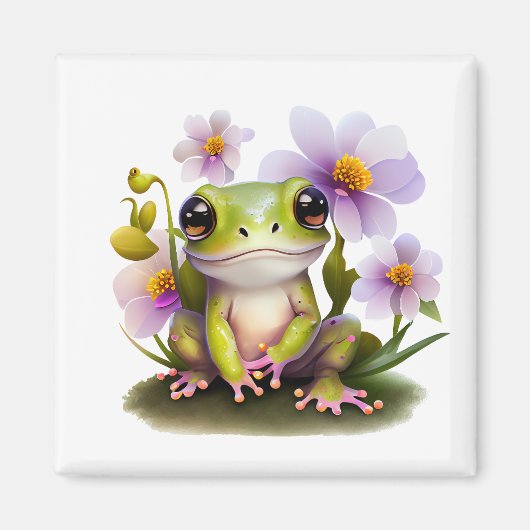 Kikker in bloemen magneet (Voorkant)