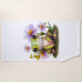 Kikker in bloemen, pool strandlaken (Voorkant)