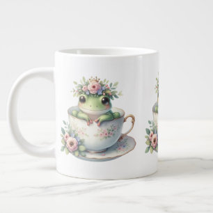 Kikker in bloementheekopje grote koffiekop