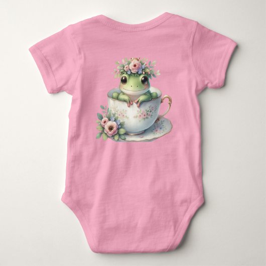 Kikker in bloementheekopje romper (Achterkant)