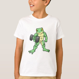 Kikker in Bodybuilding met Dumbbell T-shirt