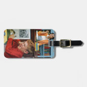 Kikker in de bibliotheek bagagelabel (Voorkant horizontaal)