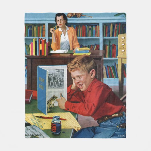 Kikker in de bibliotheek fleece deken (Voorkant)