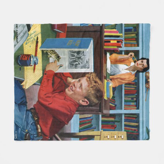 Kikker in de bibliotheek fleece deken (Voorkant (Horizontaal))