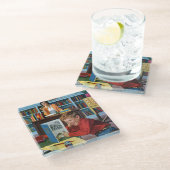 Kikker in de bibliotheek glazen onderzetter (Schuin)