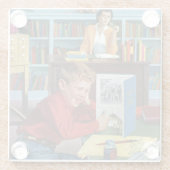 Kikker in de bibliotheek glazen onderzetter (Achterkant)