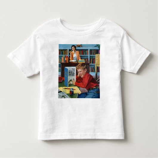 Kikker in de bibliotheek kinder shirts (Voorkant)