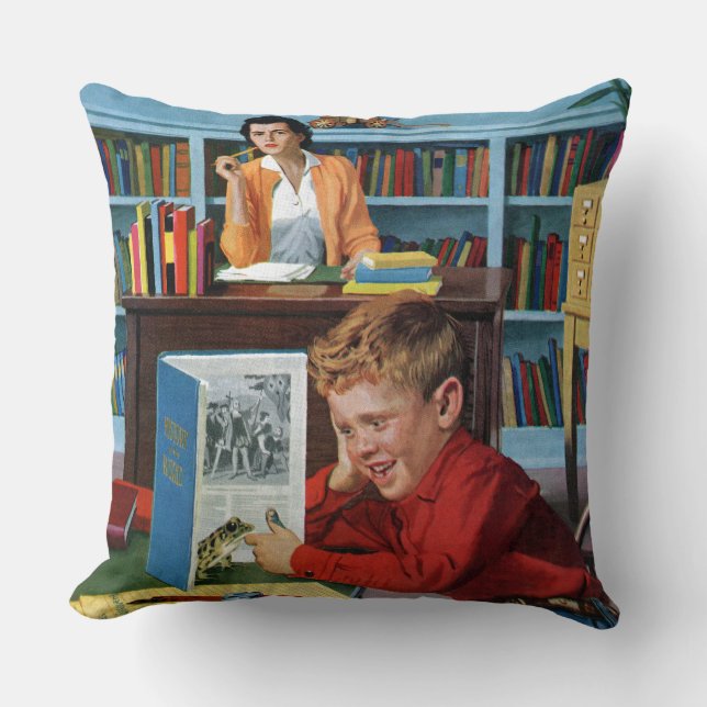 Kikker in de bibliotheek kussen (Voorkant)