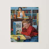 Kikker in de bibliotheek legpuzzel (Verticaal)