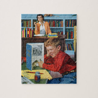 Kikker in de bibliotheek legpuzzel