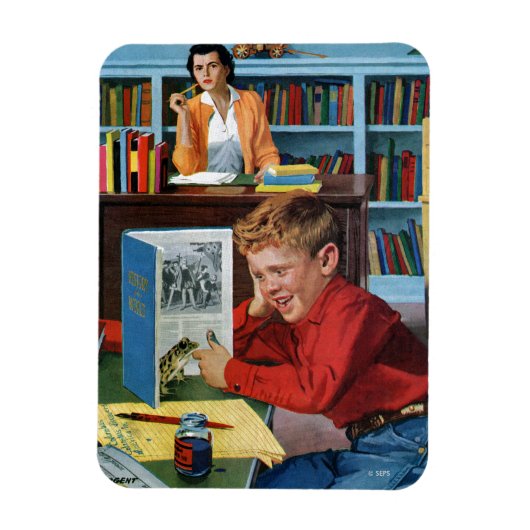 Kikker in de bibliotheek magneet (Verticaal)