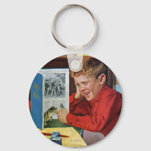 Kikker in de bibliotheek sleutelhanger