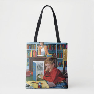 Kikker in de bibliotheek tote bag