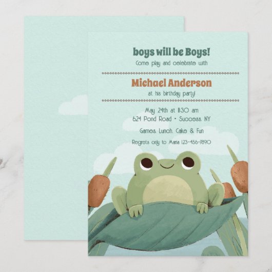 Kikker in de papieren uitnodiging (Voorkant / Achterkant)