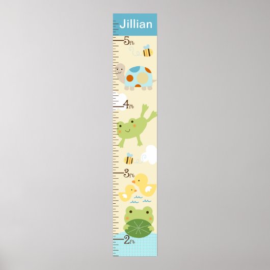 Kikker in de Pond/Turtle Growth Chart Houd bij 8x4 Poster (Voorkant)