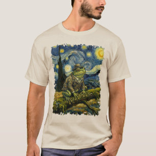 Kikker in de stijl van Van Gogh met sterrennacht g T-shirt