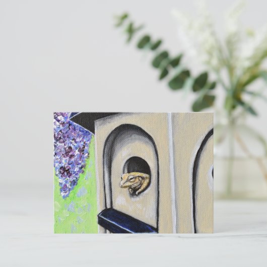 Kikker in een Briefkaart voor het schilderen van e (Staand voorkant)