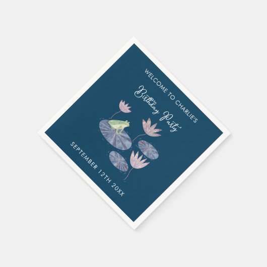 Kikker in een Lily Pond Leuk Verjaardagsfeest Servet (Hoek)