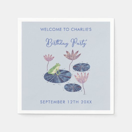 Kikker in een Lily Pond Leuk Verjaardagsfeest Servet (Voorkant)