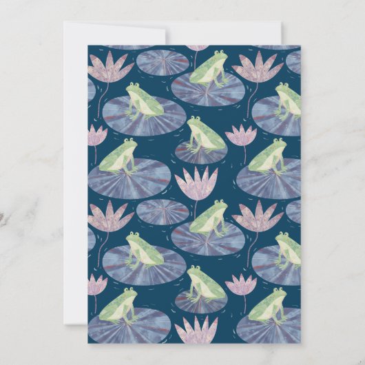 Kikker in een Lily Pond Schattige 1e Verjaardagsfe Kaart (Achterkant)