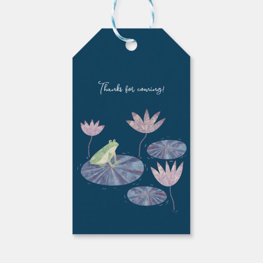 Kikker in een Lily Pond Schattige Baby shower Beda Cadeaulabel (Achterkant)
