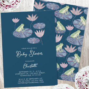 Kikker in een Lily Pond Schattige Baby shower Kaart