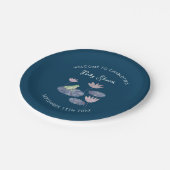 Kikker in een Lily Pond Schattige Baby shower Papieren Bordje (Gekanteld)