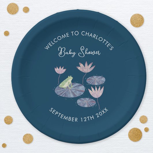 Kikker in een Lily Pond Schattige Baby shower Papieren Bordje