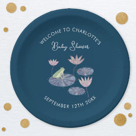 Kikker in een Lily Pond Schattige Baby shower Papieren Bordje