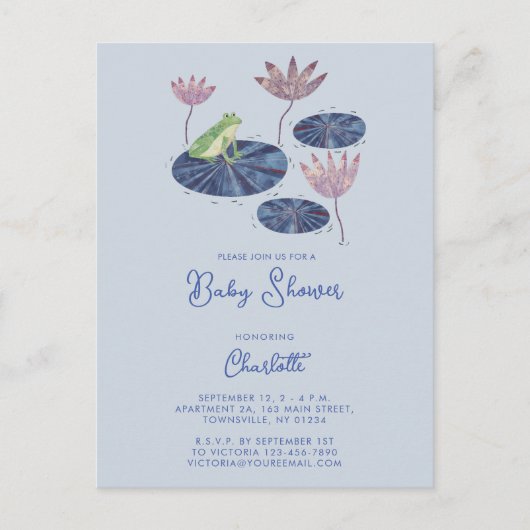 Kikker in een Lily Pond Schattige Baby shower Uitn Briefkaart (Voorkant)