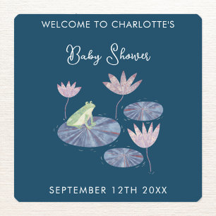 Kikker in een Lily Pond Schattige Baby shower Vierkante Sticker