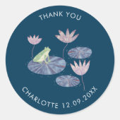 Kikker in een Lily Pond Schattige Dank je Ronde Sticker (Voorkant)