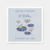 Kikker in een Lily Pond Schattige Eerste Verjaarda Servet (Voorkant)