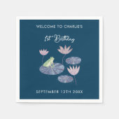 Kikker in een Lily Pond Schattige Eerste Verjaarda Servet (Voorkant)