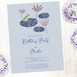 Kikker in een Lily Pond Schattige Kids Verjaardags Briefkaart<br><div class="desc">Waterverf kikker op een waterlelie blad leuk ontwerp dat perfect is voor een verjaardagsfeestuitnodiging van een dierenvriend. U kunt de uitnodiging eenvoudig naar wens aanpassen door een van de teksten te wijzigen. Genderneutraal voor een jongen of meisje. Originele kunst van Nic Squirrell.</div>