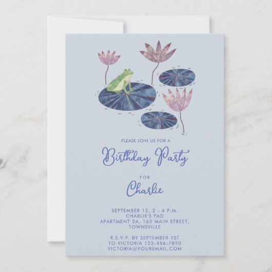 Kikker in een Lily Pond Schattige Kids Verjaardags Kaart (Voorkant)