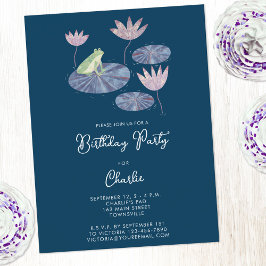 Kikker in een Lily Vijver Kids Verjaardagsfeestuit Briefkaart