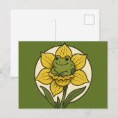 Kikker in een narcis kikker briefkaart (Voorkant / Achterkant)