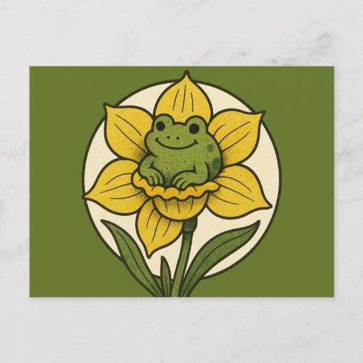 Kikker in een narcis kikker briefkaart (Voorkant)