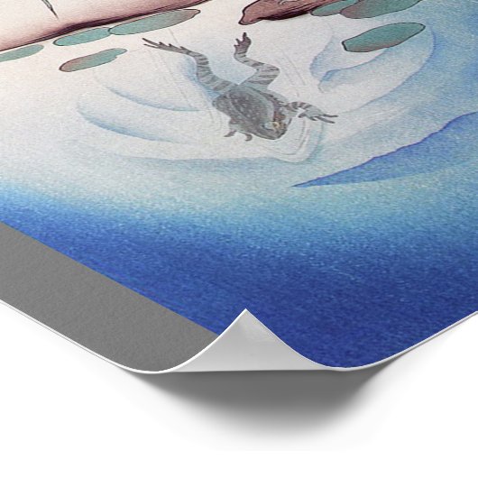Kikker in een Pond, Watanabe Seitei Poster (Hoek)