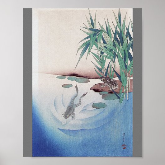 Kikker in een Pond, Watanabe Seitei Poster (Voorkant)